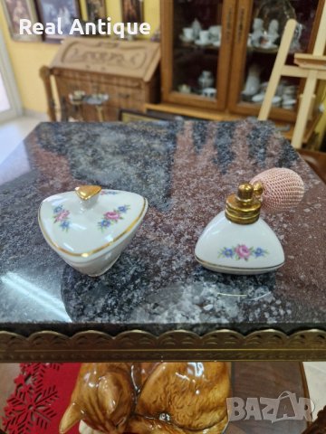 Антикварен немски порцеланов комплект бижутерка и шишенце за парфюм- Bavaria , снимка 1