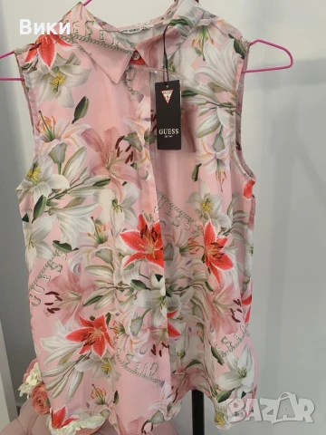 Риза Guess нова с етикет за 16г, но е подходяща и за XS и S, снимка 4 - Ризи - 50593762