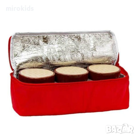 Термочанта с три буркана.Подходяща за бебешка и детска кухня, снимка 2 - Прибори, съдове, шишета и биберони - 53427559