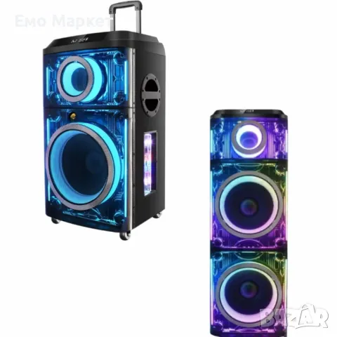 Професионална караоке тонколона Homey с два безжични микрофона, снимка 7 - Тонколони - 49766203