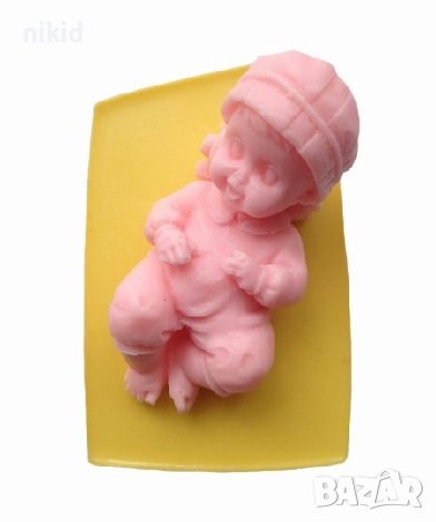 бебе момче с шапка силиконов молд 3D за декорация украса фондан торта и др, снимка 2 - Форми - 17377326