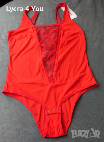 M/L ново с етикет дамско червено боди с ликра и тюл, снимка 7 - Бельо - 40841449