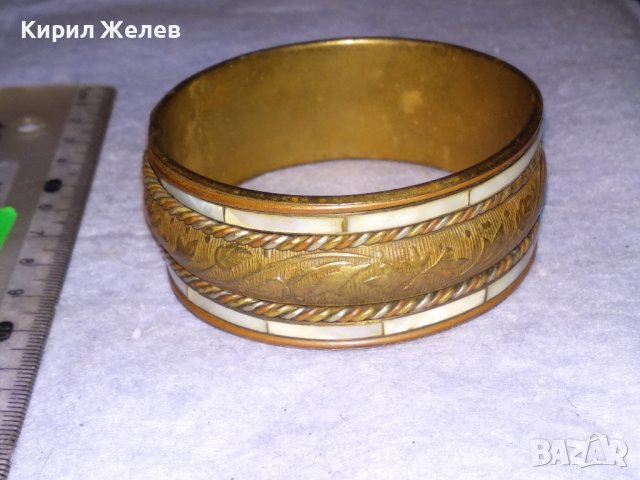 ПРЕВЪЗХОДНА СТАРА БРОНЗОВА ФЛОРАЛНО ОРНАМЕНТИРАНА СЕДЕФЕНА КЛАСИЧЕСКА РЕТРО ГРИВНА 70581, снимка 14 - Антикварни и старинни предмети - 41281362