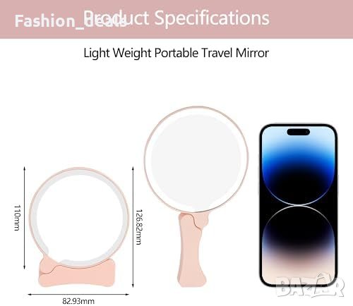 Ново Преносимо Компактно сгъваемо огледало със светлина за дамска чанта Жени Момичета, снимка 4 - Други - 41934703