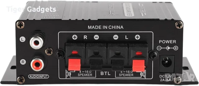 AK270 Mini Stereo Amplifier – 2-канален аудио усилвател с 3.5mm AUX, Bass и Treble, снимка 7 - Ресийвъри, усилватели, смесителни пултове - 56113164