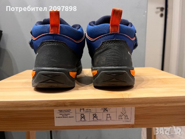 Детски непромокаеми туристически обувки за преходи mh120 mid, № 32, сини, снимка 4 - Детски боти и ботуши - 42238758