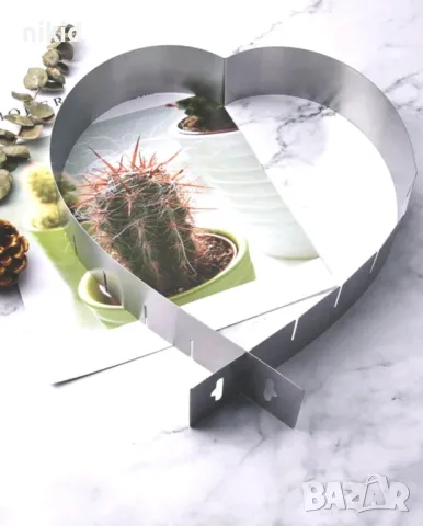 сърце регулируем разтегателен метален ринг за торта за срязване на равен блат метален, снимка 12 - Форми - 18547458