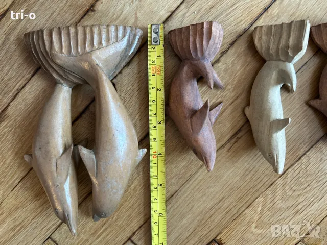 Малки дървени фигурки Делфини, снимка 8 - Статуетки - 48972296