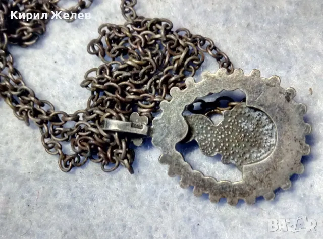 СТАР ФЛОРАЛЕН СРЕБЪРЕН МЕДАЛЬОН ОКСИДИРАНО СРЕБРО ВИСОКА ПРОБА с ПЕЧАТ МК8 и СРЕБЪРНА ВЕРИЖКА 48962, снимка 8 - Антикварни и старинни предмети - 50072885