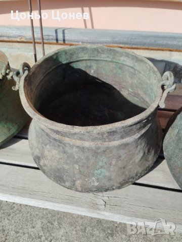 Меден /бакърен/ котел с месингова дръжка 15 л.,стар и рядък
