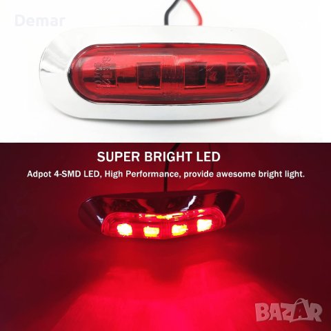 10 броя LED странични габаритни светлини, универсални с хром, идеални за 12V/24, снимка 2 - Аксесоари и консумативи - 41888416