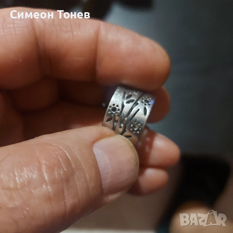 Дамски пръстен с цветя , снимка 2 - Пръстени - 52777054