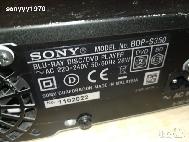 SONY BDP-S350 BLU-RAY PLAYER-LAN/HDMI-ВНОС GERMANY 0409231356L2EWC, снимка 8 - Плейъри, домашно кино, прожектори - 42075181