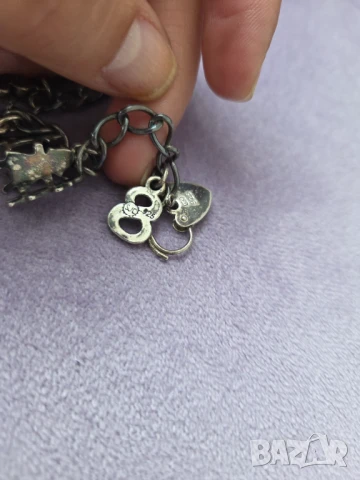 Антикварна сребърна гривна с талисмани , снимка 3 - Гривни - 51079231