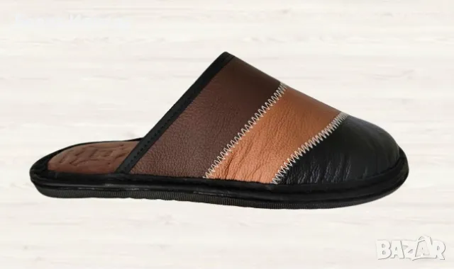 Домашни чехли от ЕСТЕСТВЕНА кожа произведени в гр. Габрово, снимка 4 - Мъжки чехли - 47268909