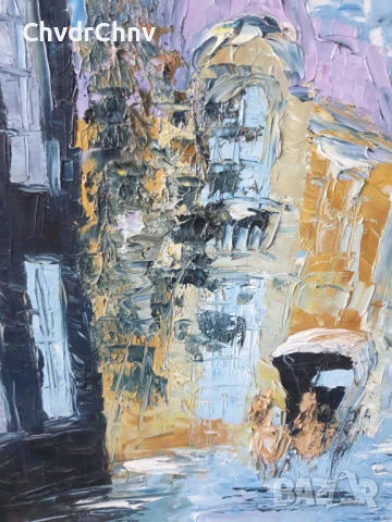 51х41см/малка картина масло върху фазер/градски пейзаж-Лондон/дървена рамка, снимка 4 - Картини - 50853106