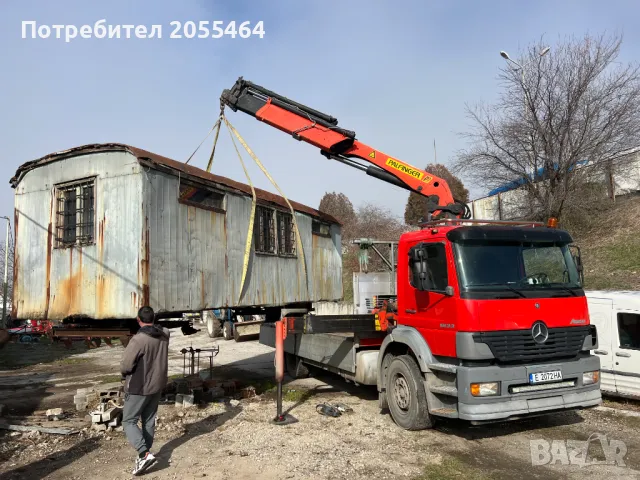 Транспорт камион с кран и услуги с кран. кошница за хора, вишка.