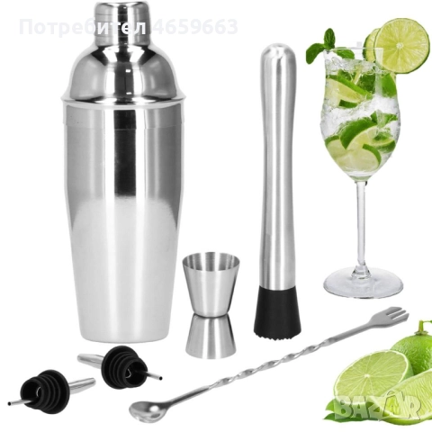 Бармански комплект за приготвяне на напитки, неръждаема стомана 700мл, снимка 8 - Прибори за хранене, готвене и сервиране - 52546858