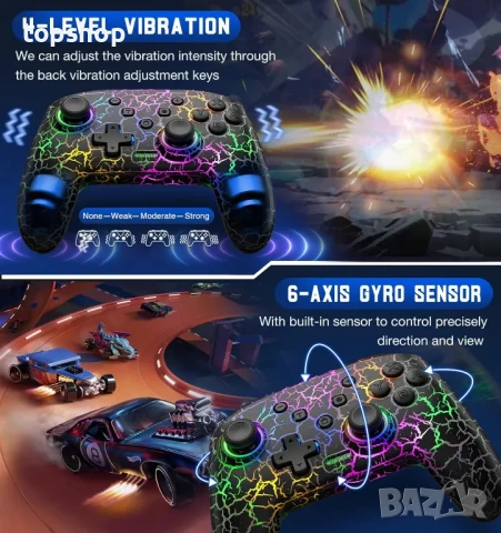 НОВ джойстик Gammeefy Switch Controller, Wireless Switch Pro Controller за Nintendo Switch/Lite/OLED, снимка 3 - Джойстици и геймпадове - 50494714