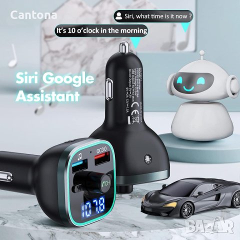 Victsing FM трансмитер Bluetooth 5.0, Волтметър, 7 цвята Dual USB QC3.0, Siri, Google, снимка 3 - Аксесоари и консумативи - 42343372