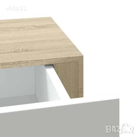 vidaXL Стенен рафт за чекмеджета, дъб и бяло, 60x23,5x10 см, MDF, снимка 9 - Етажерки - 56146903