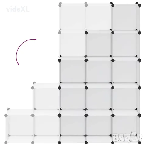 vidaXL Органайзер с кубични отделения, 15 куба, прозрачен, PP, снимка 8 - Кутии за съхранение - 56147159