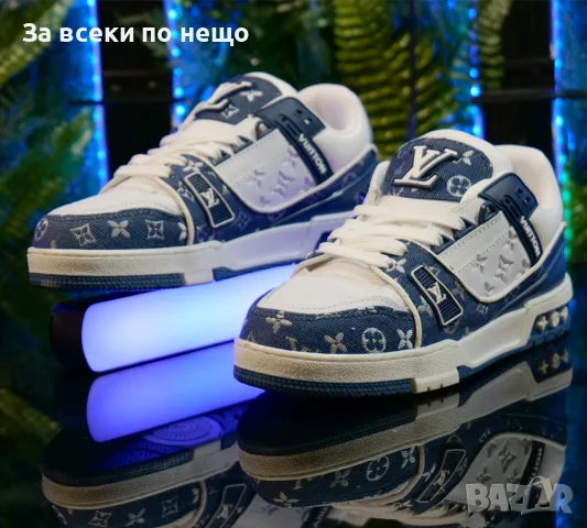 Louis Vuitton Унисекс👟Мъжки Маратонки👟Дамски Спортни Обувки👟Сникърси Цвят- Бяло и Синьо Код S466, снимка 3 - Маратонки - 55933954