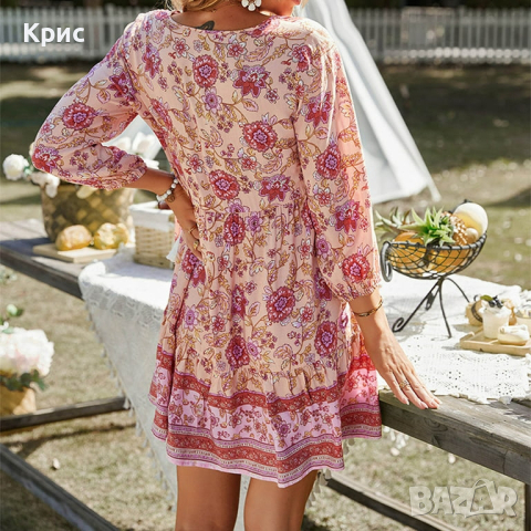 Ефирна лятна рокля, размери L и XL, снимка 4 - Рокли - 44501245