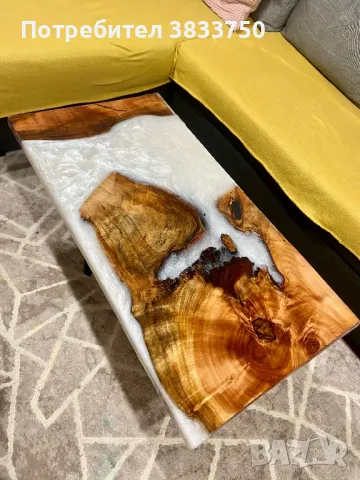 Помощна/Холна маса дърво епоксидна смола, снимка 7 - Маси - 48221441