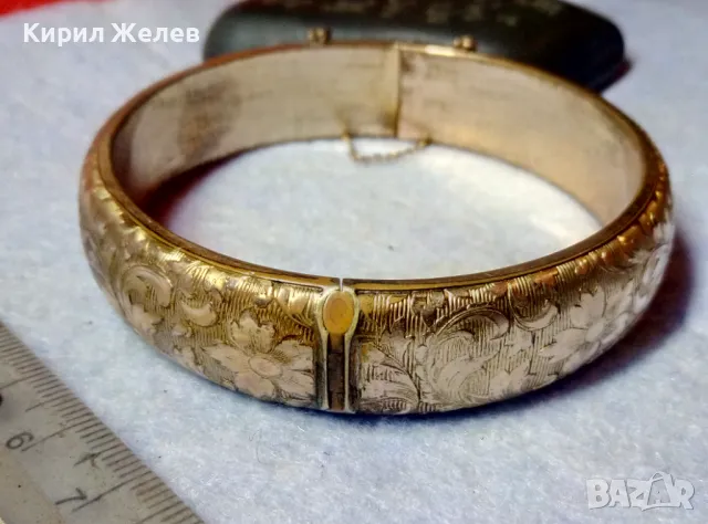 СТАРИННА ФЛОРАЛНО ОРНАМЕНТИРАНА МЕДНА ГРИВНА с МАРКИРАНА ДЕБЕЛА ПОЗЛАТА DOUBLE ЗЛАТНО ДУБЛЕ 49290, снимка 3 - Антикварни и старинни предмети - 48467636