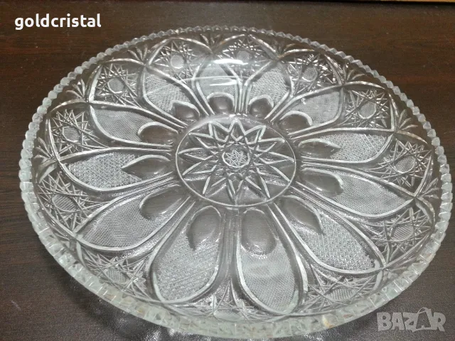 български кристал плато поднос, снимка 3 - Антикварни и старинни предмети - 49029636