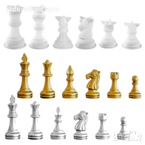 Силиконов молд 3D шахматни фигури 6 бр/к-кт / Шахматна дъска, снимка 3 - Форми - 41210995