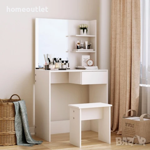 ПРОМОЦИЯ Тоалетка с вградено огледало и тоалетка в бяло 10CXWLDR04WH, снимка 2 - Тоалетки - 50768014