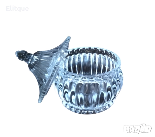 Стъклена захарница с капак, снимка 5 - Други стоки за дома - 52861441