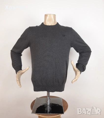 Fred Perry Crew Neck Sweater - Оригинален мъжки пуловер размер L, снимка 2 - Пуловери - 53638387