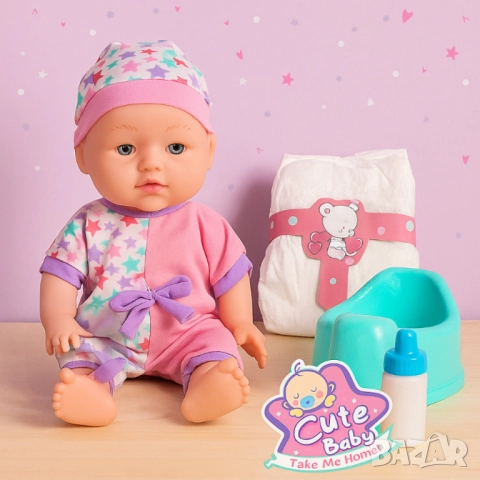 Кукла Сладко бебе - В комплект с шише, гърне и други аксесоари, снимка 5 - Кукли - 52040667