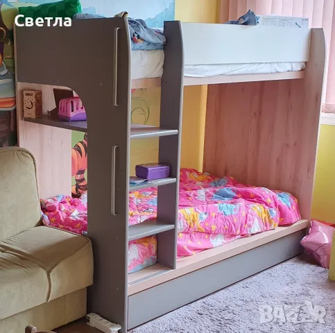 ДВУЕТАЖНО ЛЕГЛО С ЧЕКМЕДЖЕ НАМЕК, снимка 2 - Бебешки легла и матраци - 50390906