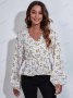 Дамска шифонена риза с карирана флорална щампа с V-образно деколте, 4цвята - 023, снимка 14