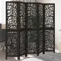 vidaXL Разделител за стая, 5 панела, черен, дърво пауловния масив, снимка 2
