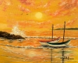 Морски пейзаж залез маслена картина , снимка 1
