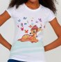 Дамски тениски с принт и камъчета, снимка 3