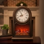 Винтидж настолен часовник с LED камина – уют и стил в едно, снимка 4