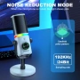 Микрофон Aokeo USB/XLR динамичен настолен микрофон с RGB светлина, бял, снимка 4