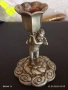 Стар метален свещник с Ангел много красив инкрустиран за КОЛЕКЦИЯ ДЕКОРАЦИЯ 50608, снимка 1
