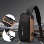 Мъжка чанта за през рамо Crossbody с USB зареждане, водоустойчива и с противокраден джоб, снимка 3