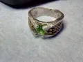 КЛАСИЧЕСКИ РЕТРО АРТ СКЪПОЦЕНЕН СРЕБЪРЕН ПРЪСТЕН СРЕБРО 925 с ФАСЕТИРАНИ ОЛИВИН и ЦИРКОНИ 66177, снимка 9