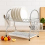 Двуетажен метален сушилник за съдове с отделение за прибори, снимка 2