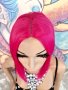 Удивително Дизайнерско Каре Перука в Бонбонено Розов Barbie Цвят КОД 8971, снимка 4