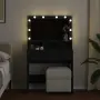 vidaXL Тоалетка с LED, черна, 80x41x134,5 см, снимка 3