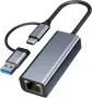 USB C към RJ45 Ethernet адаптер 2-в-1 1Gbps, снимка 1